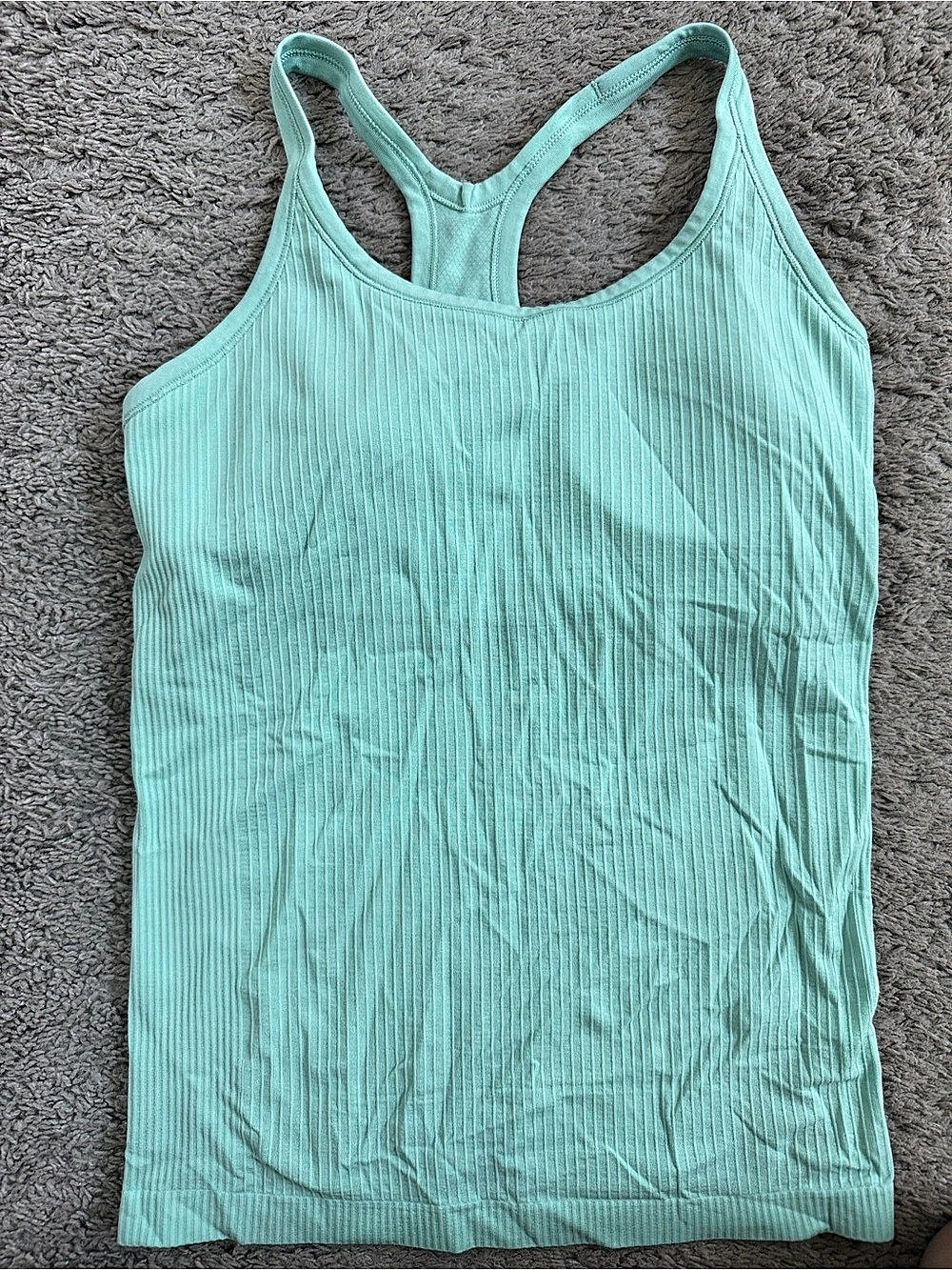 Lululemon Ebb to Street Cropped Racerback Tank Top Green